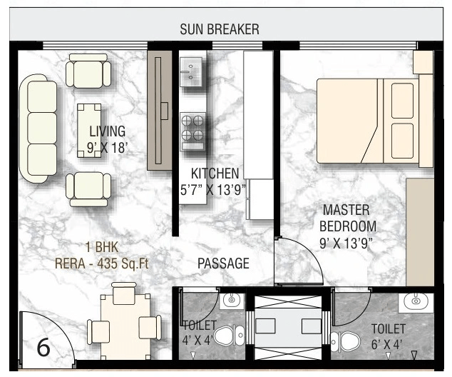 Dream Jai Arihant Unit plan - 435 sq.ft.