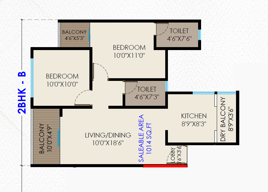 Garve Akshara Grandeur Unit plan - 724 sq.ft.