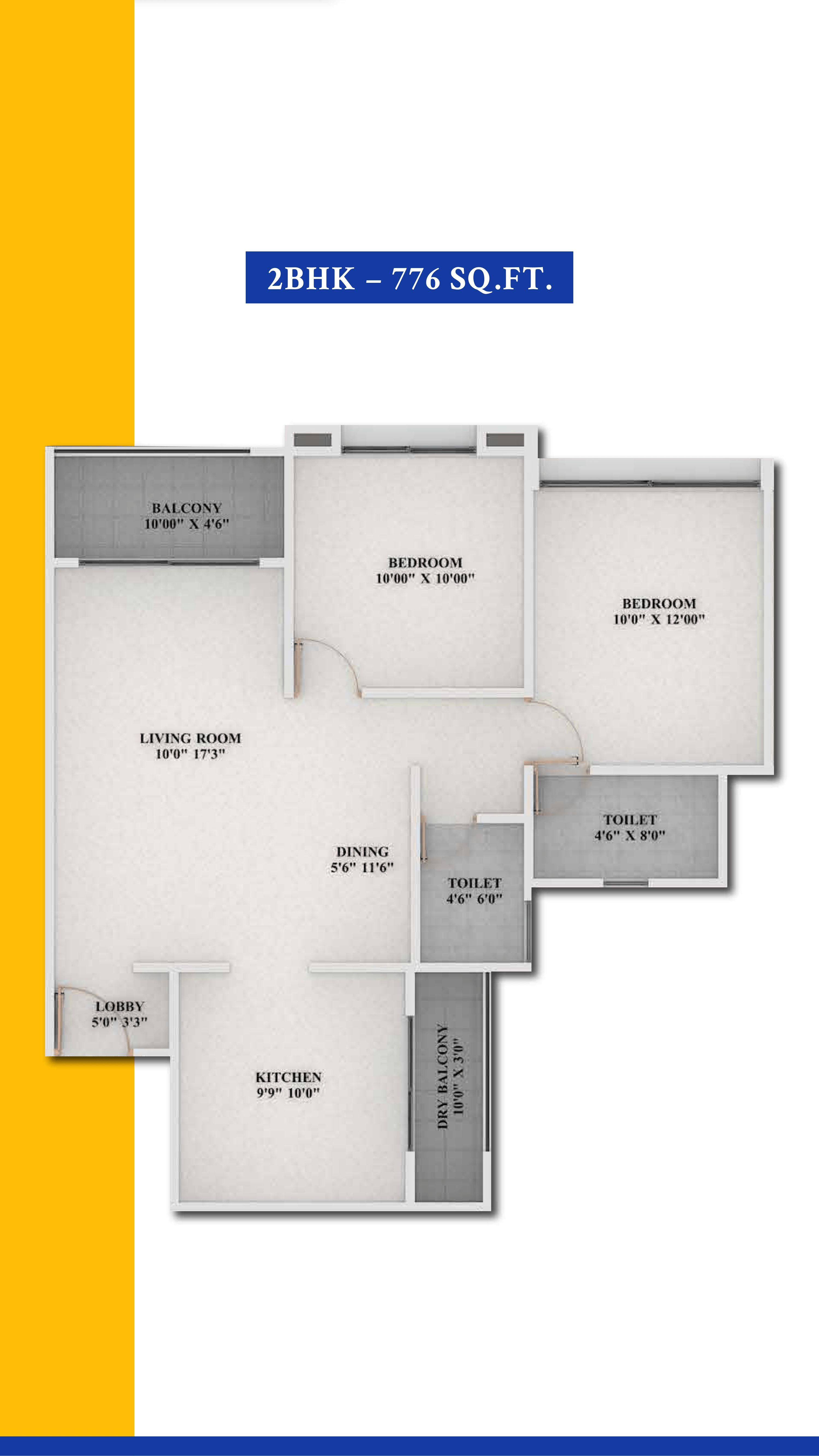 Garve Akshara Grandeur Unit plan - 776 sq.ft.