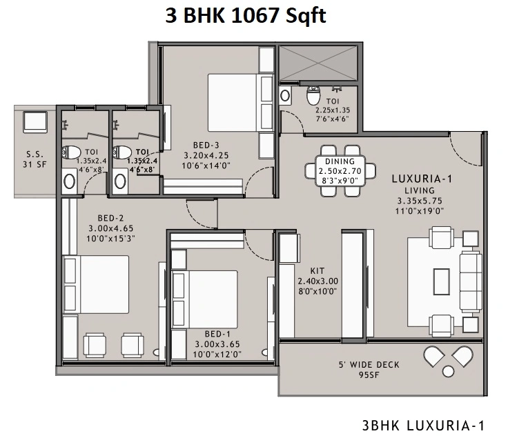 Unit plan - 1067 sq.ft.