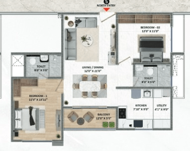 Fortune Seven Unit plan - 778 sq.ft.