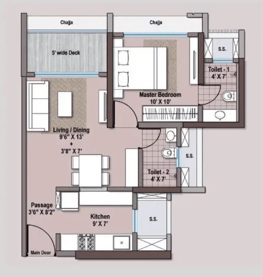 Unit plan - 422 sq.ft.