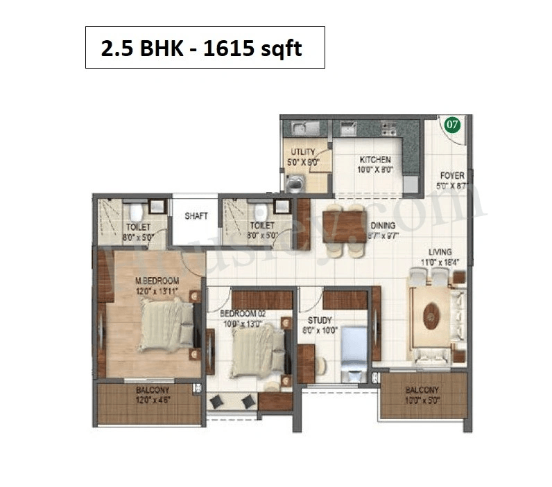 Unit plan - 995 sq.ft.