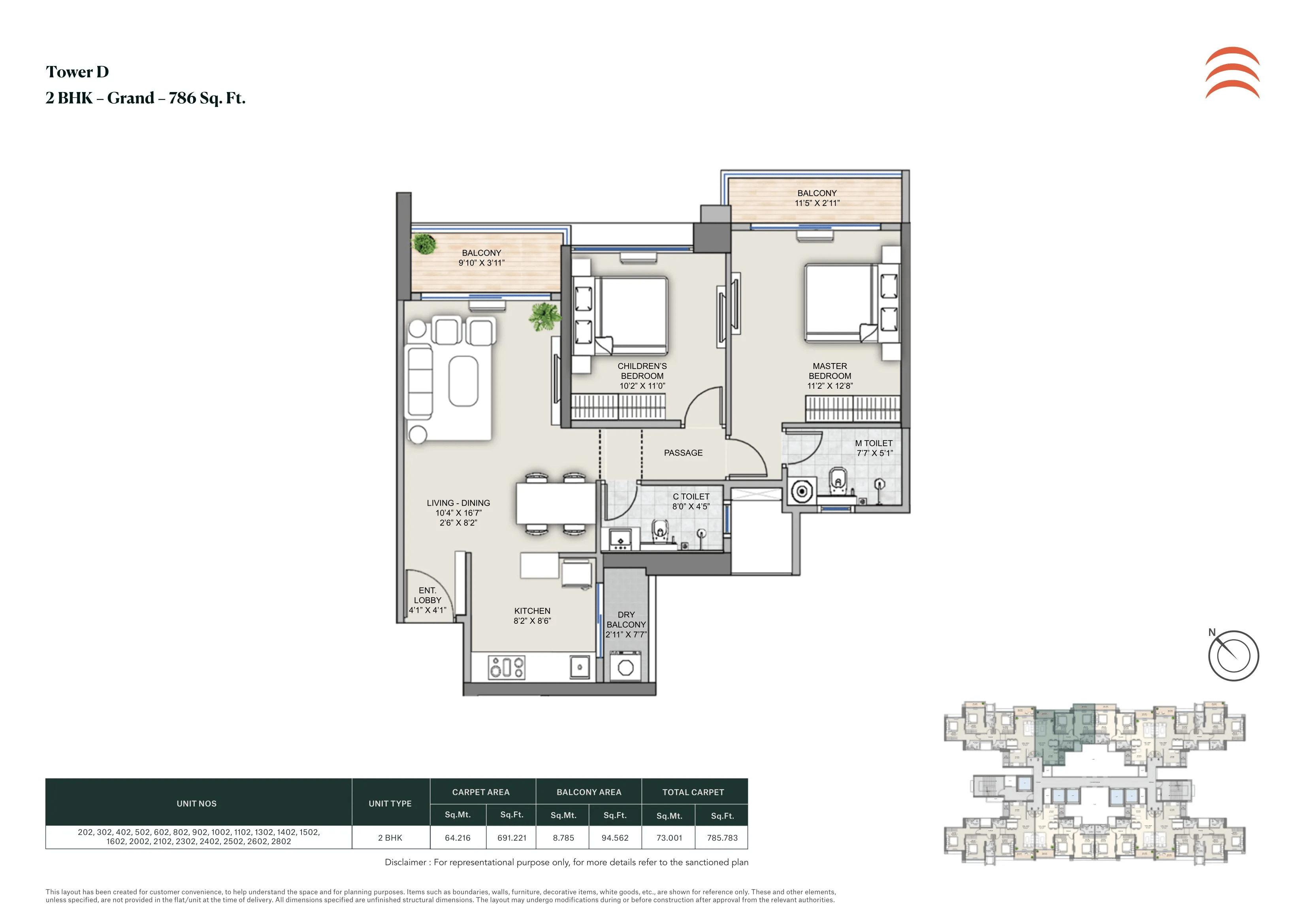 Supreme Rivana Unit plan - 786 sq.ft.