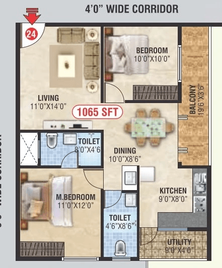 SS Serinity Unit plan - 766 sq.ft.