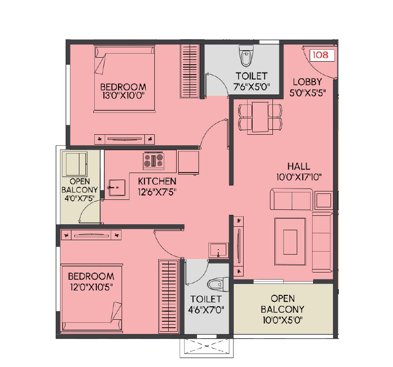 Aayush Elara Unit plan - 773 sq.ft.