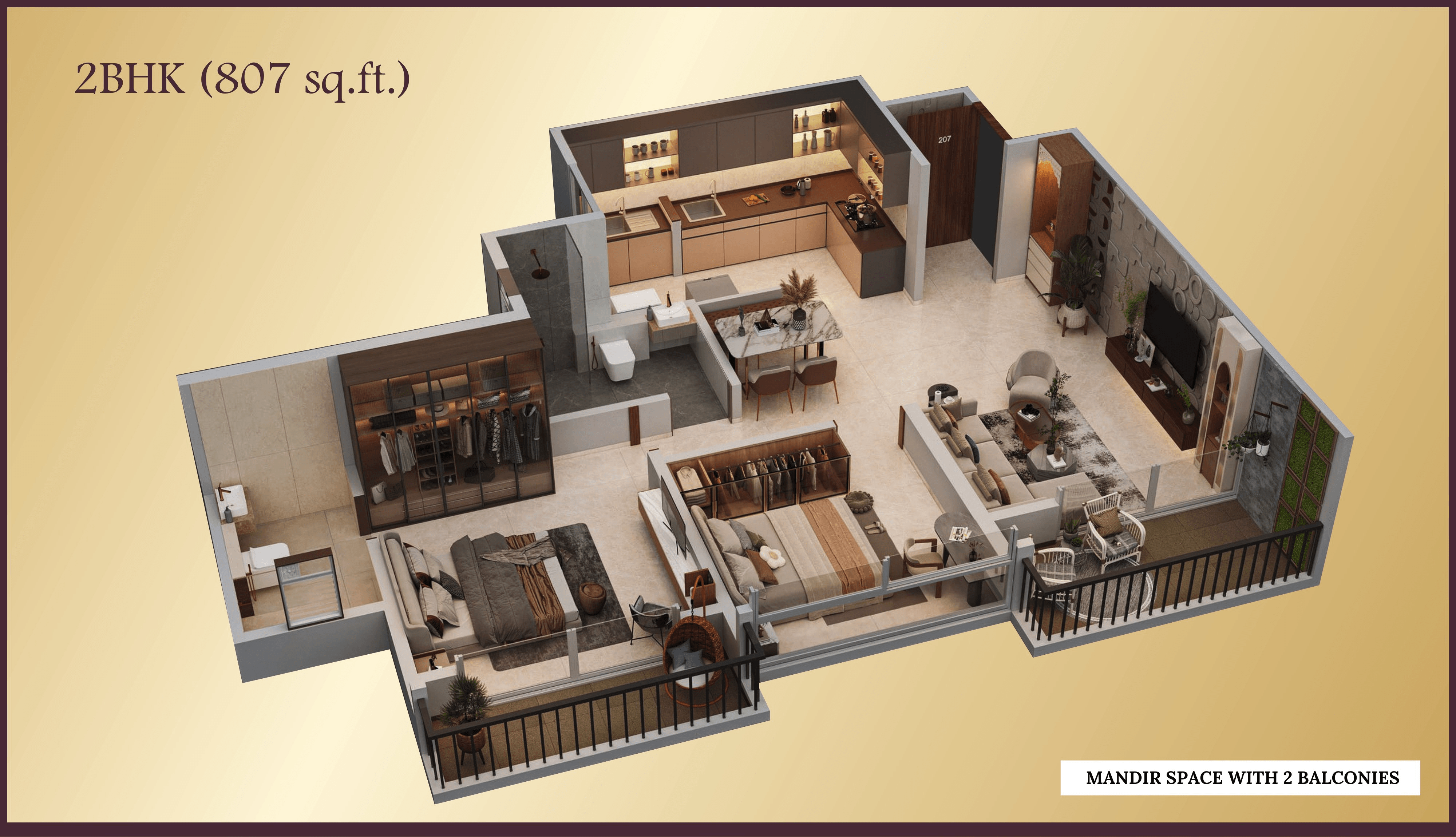 Legacy Ekam Unit plan - 807 sq.ft.