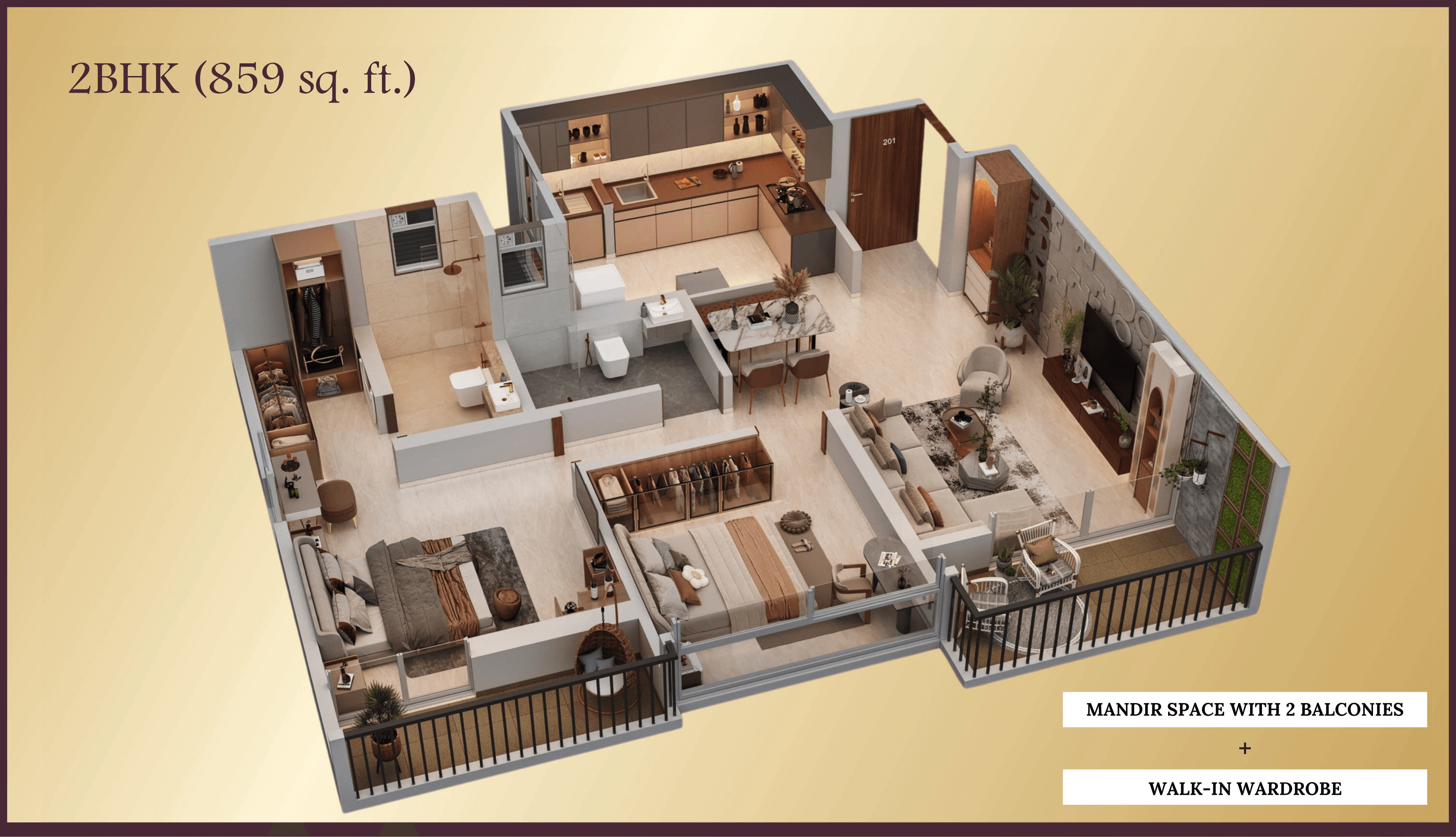 Legacy Ekam Unit plan - 859 sq.ft.