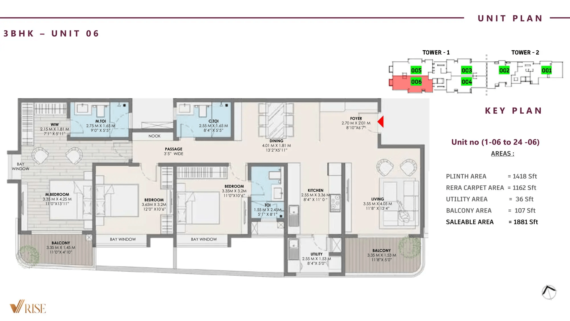 VRise The Loft Unit plan - 1162 sq.ft.