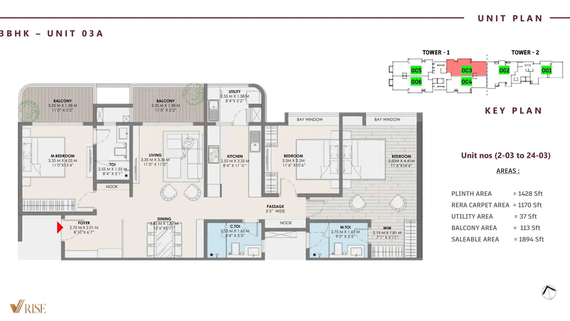VRise The Loft Unit plan - 1170 sq.ft.