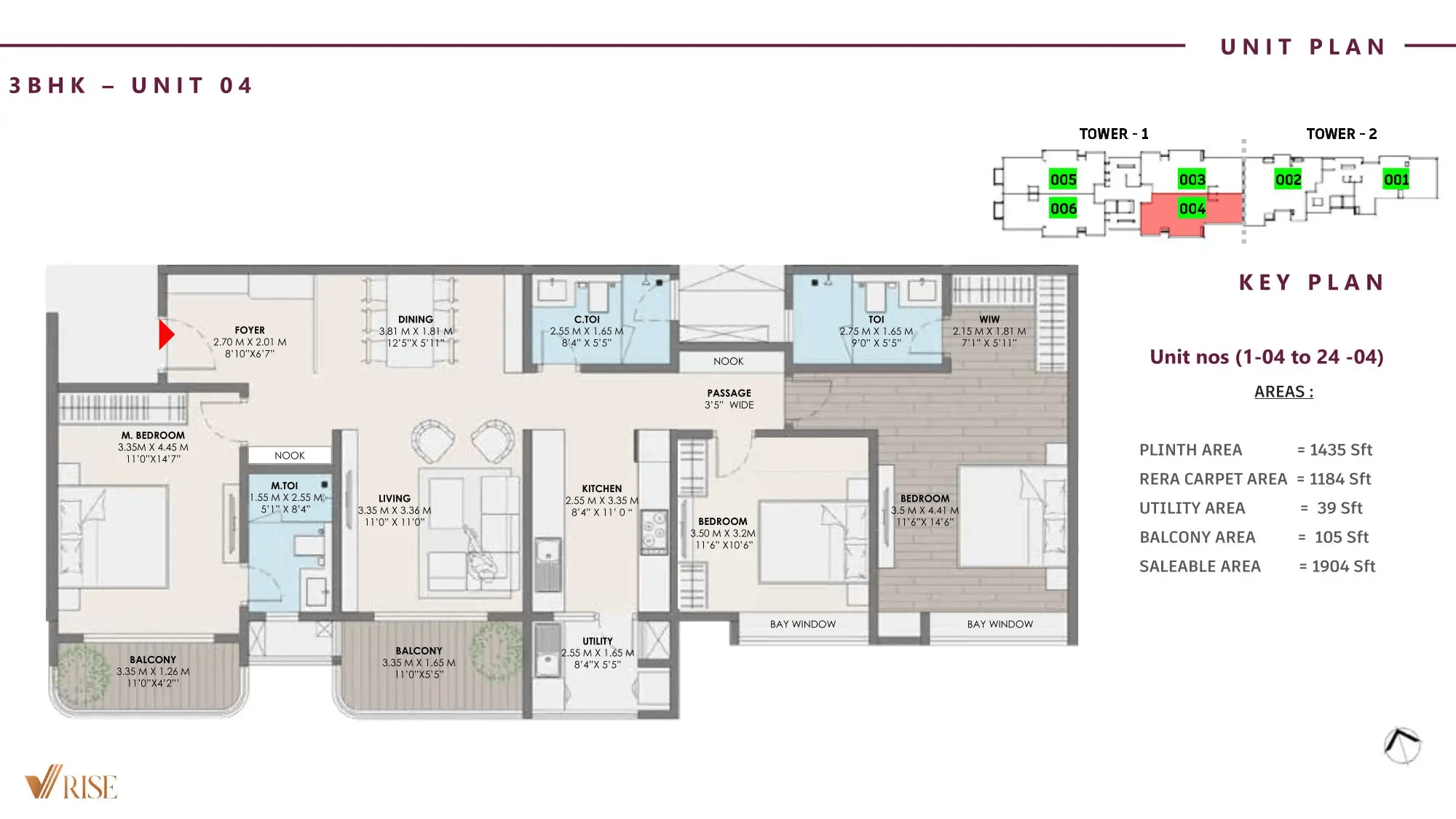 VRise The Loft Unit plan - 1184 sq.ft.