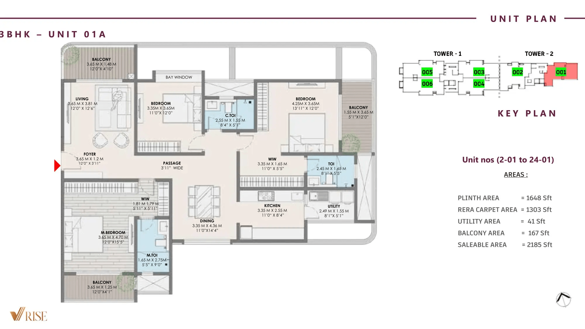 VRise The Loft Unit plan - 1303 sq.ft.