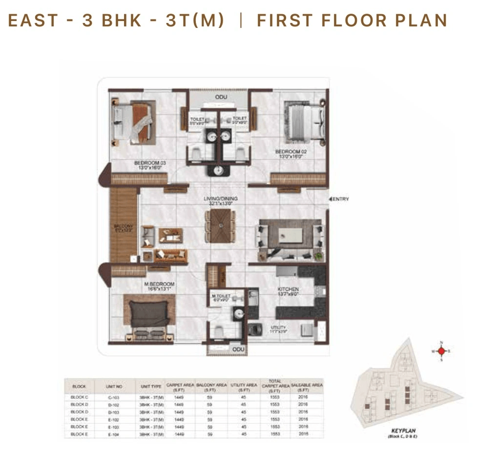 Casagrand Mandarin Unit plan - 1572 sq.ft.