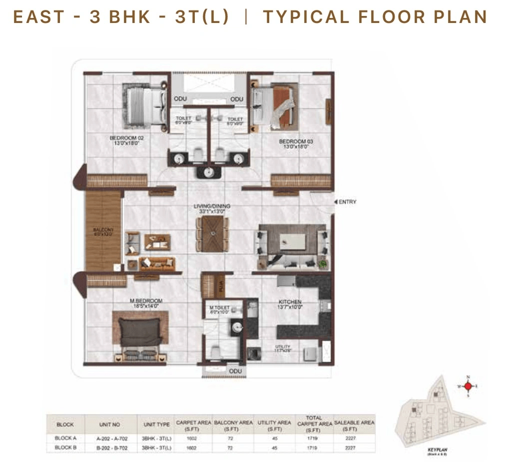 Casagrand Mandarin Unit plan - 1737 sq.ft.
