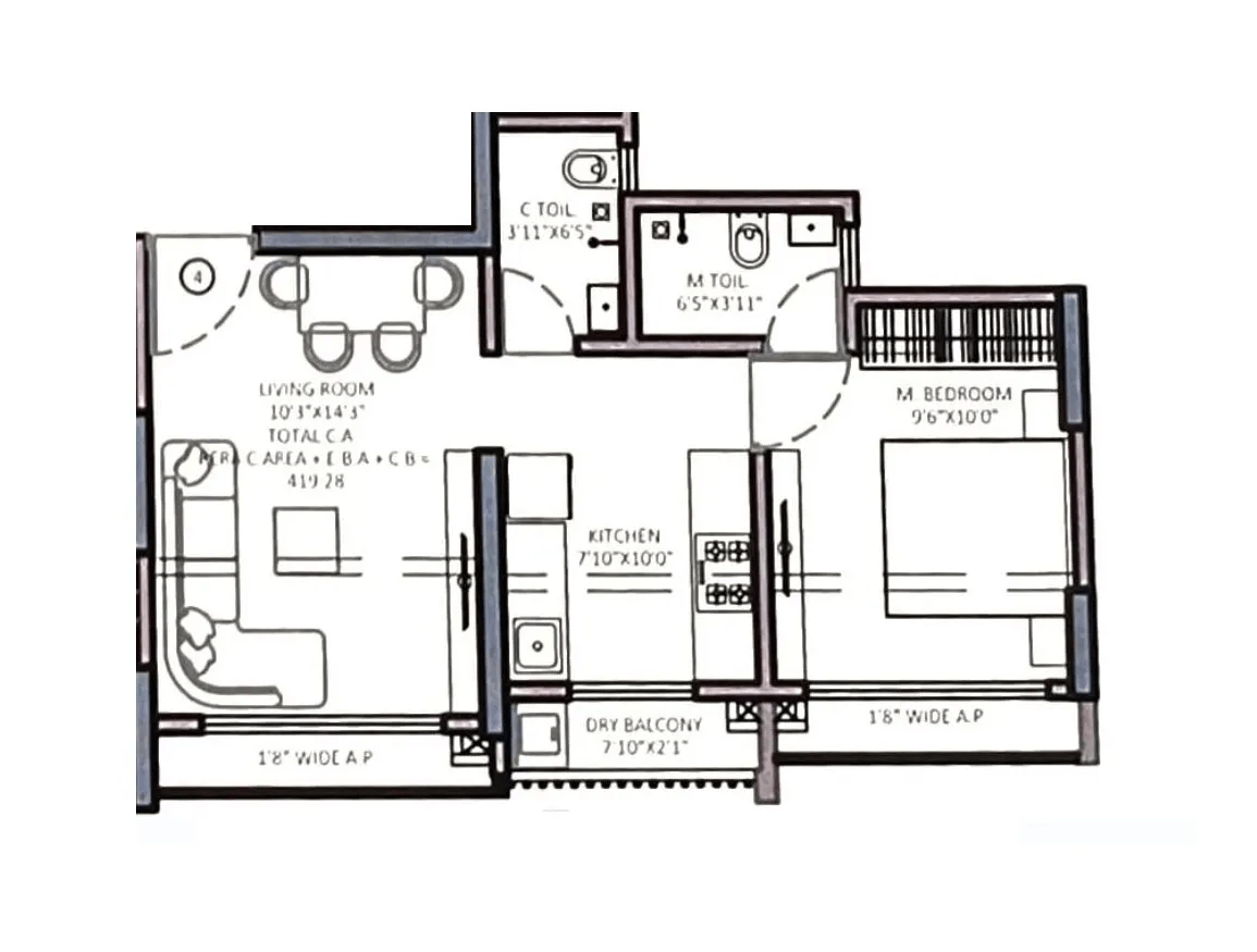 Nakshatra Veda Unit plan - 470 sq.ft.
