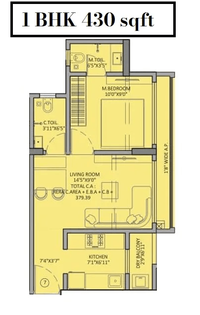 Unit plan - 430 sq.ft.