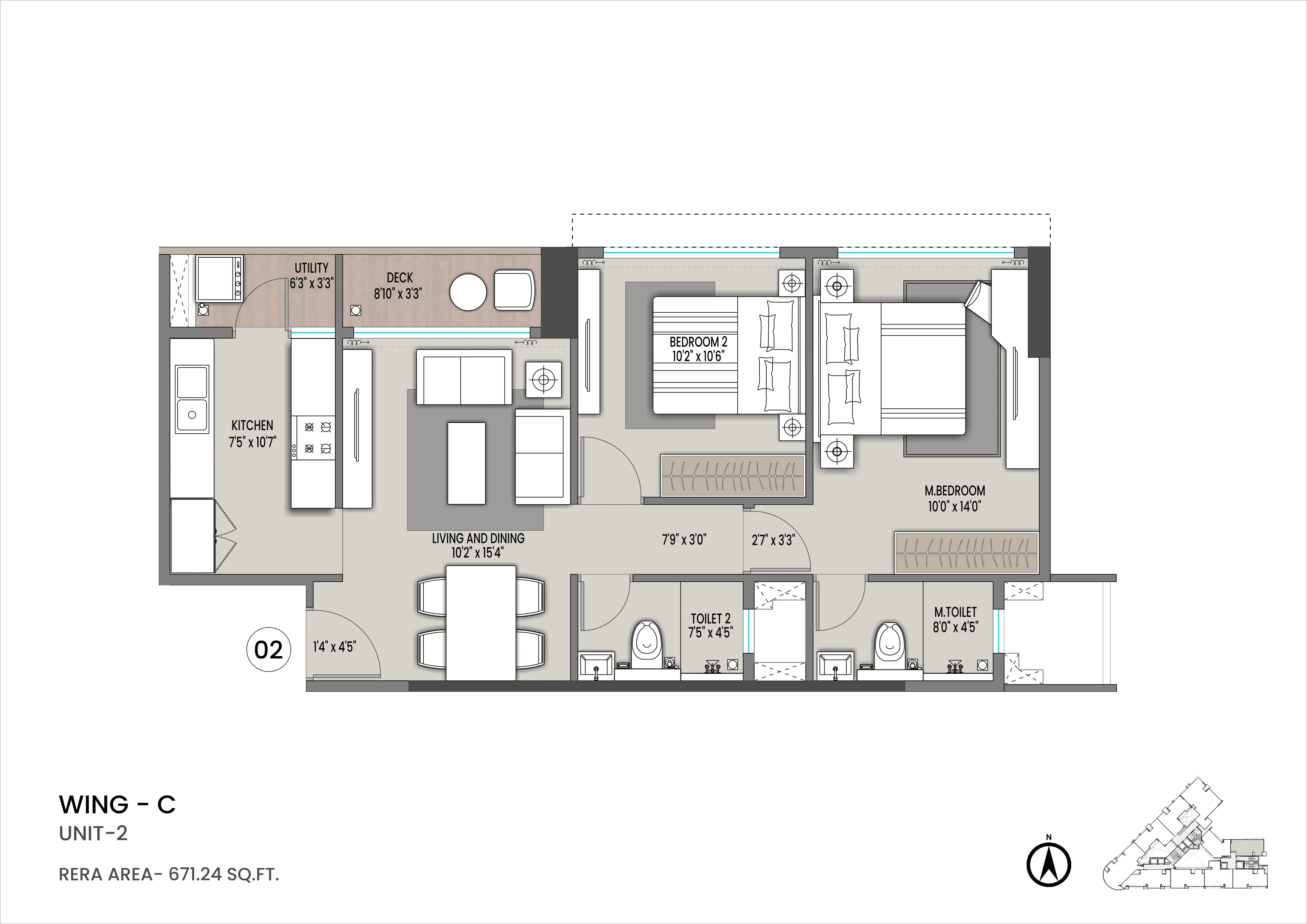 Unit plan - 671 sq.ft.
