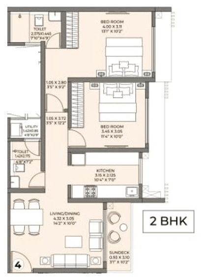 Unit plan - 682 sq.ft.