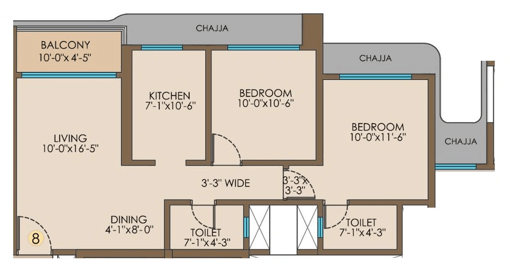 Mayfair Palmeira Unit plan - 689 sq.ft.