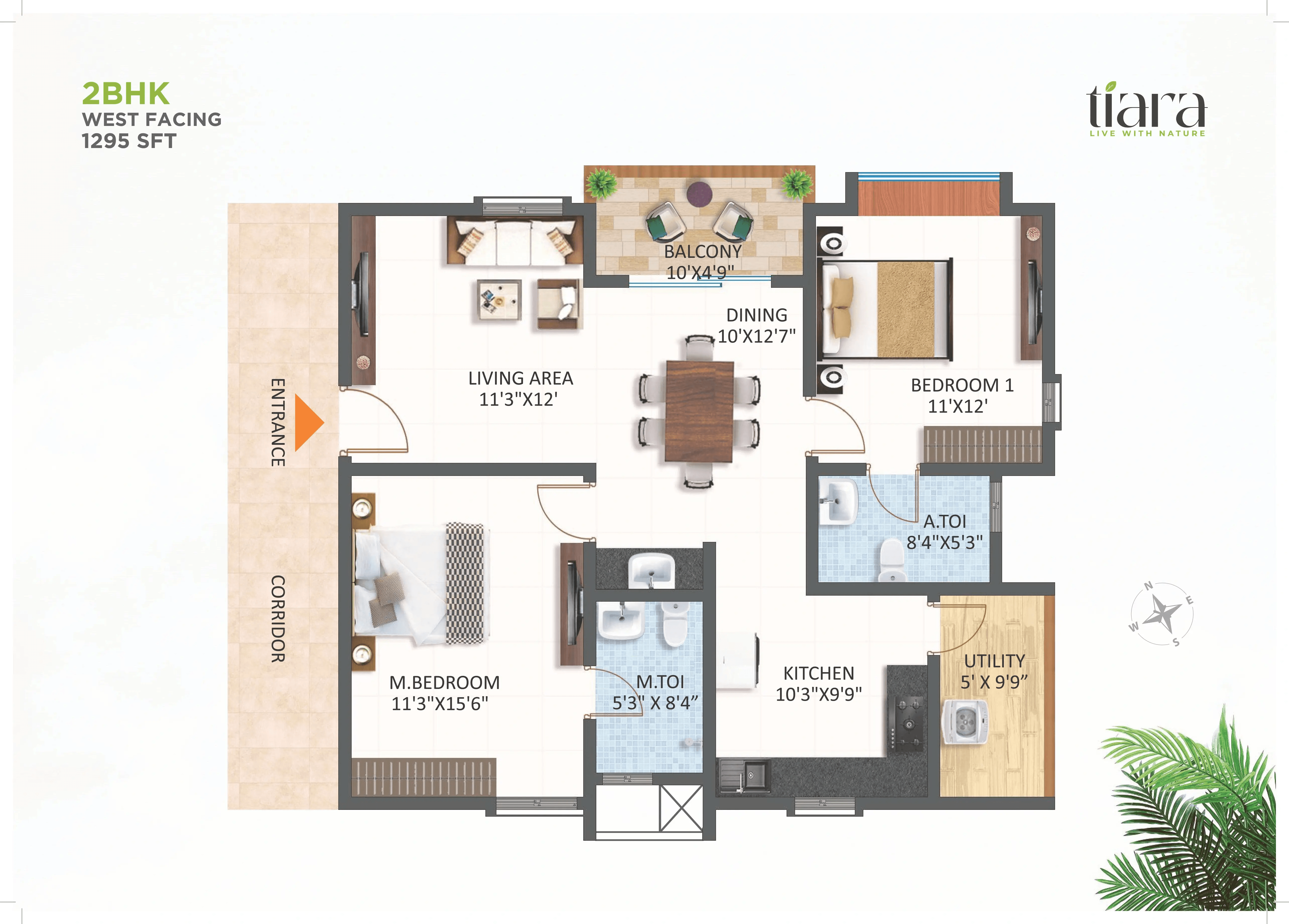 SRIAS life spaces Tiara Unit plan - 932 sq.ft.