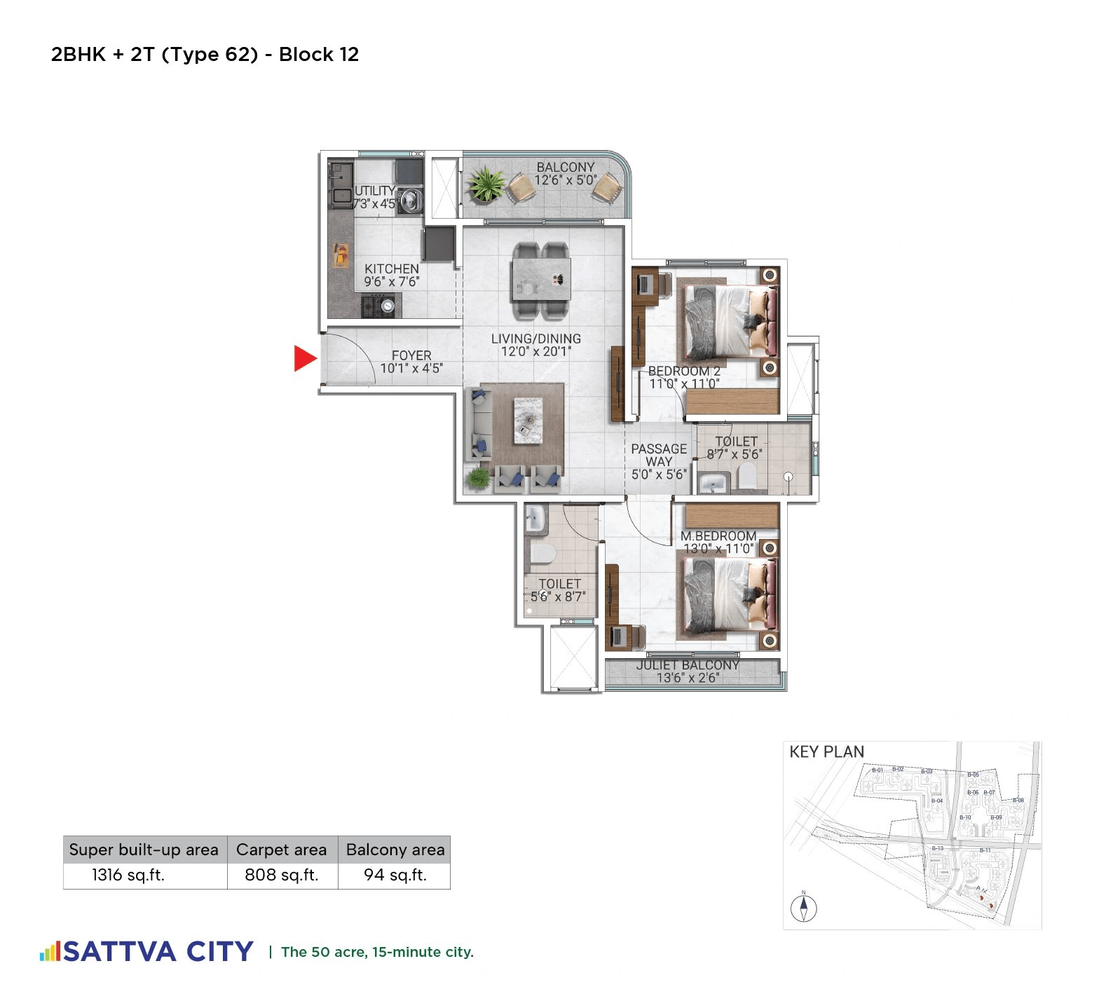Unit plan - 1013 sq.ft.