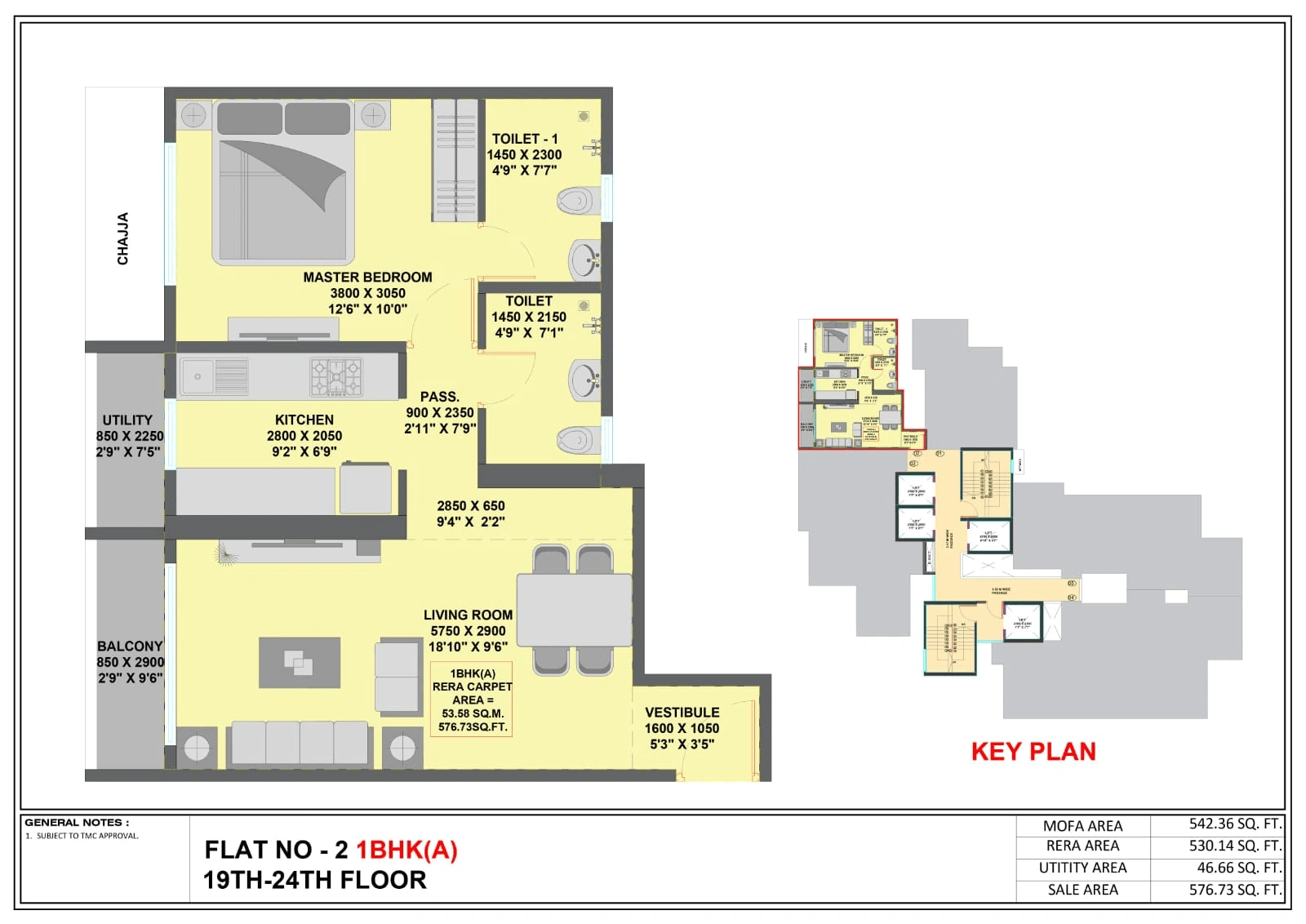 Shree Krishna Crest Avenue Unit plan - 576 sq.ft.
