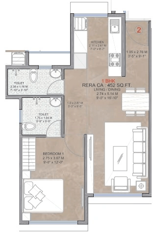 Silicon Pride Unit plan - 452 sq.ft.