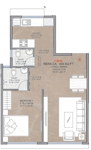 Silicon Pride Unit plan - 469 sq.ft.