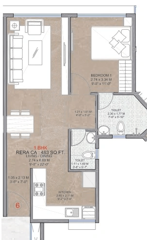 Silicon Pride Unit plan - 483 sq.ft.