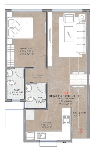 Silicon Pride Unit plan - 496 sq.ft.