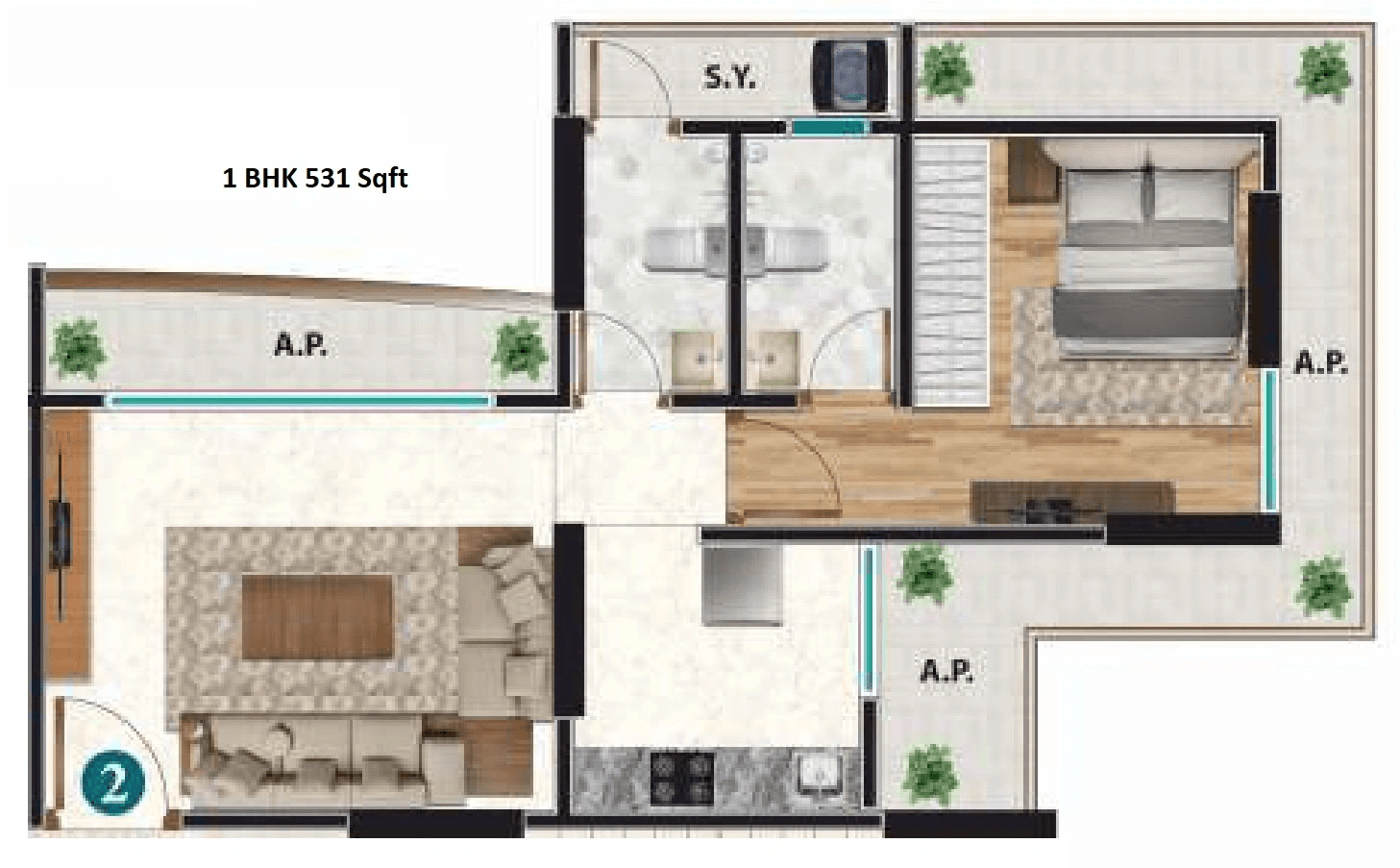 LGS Yashree Unit plan - 531 sq.ft.