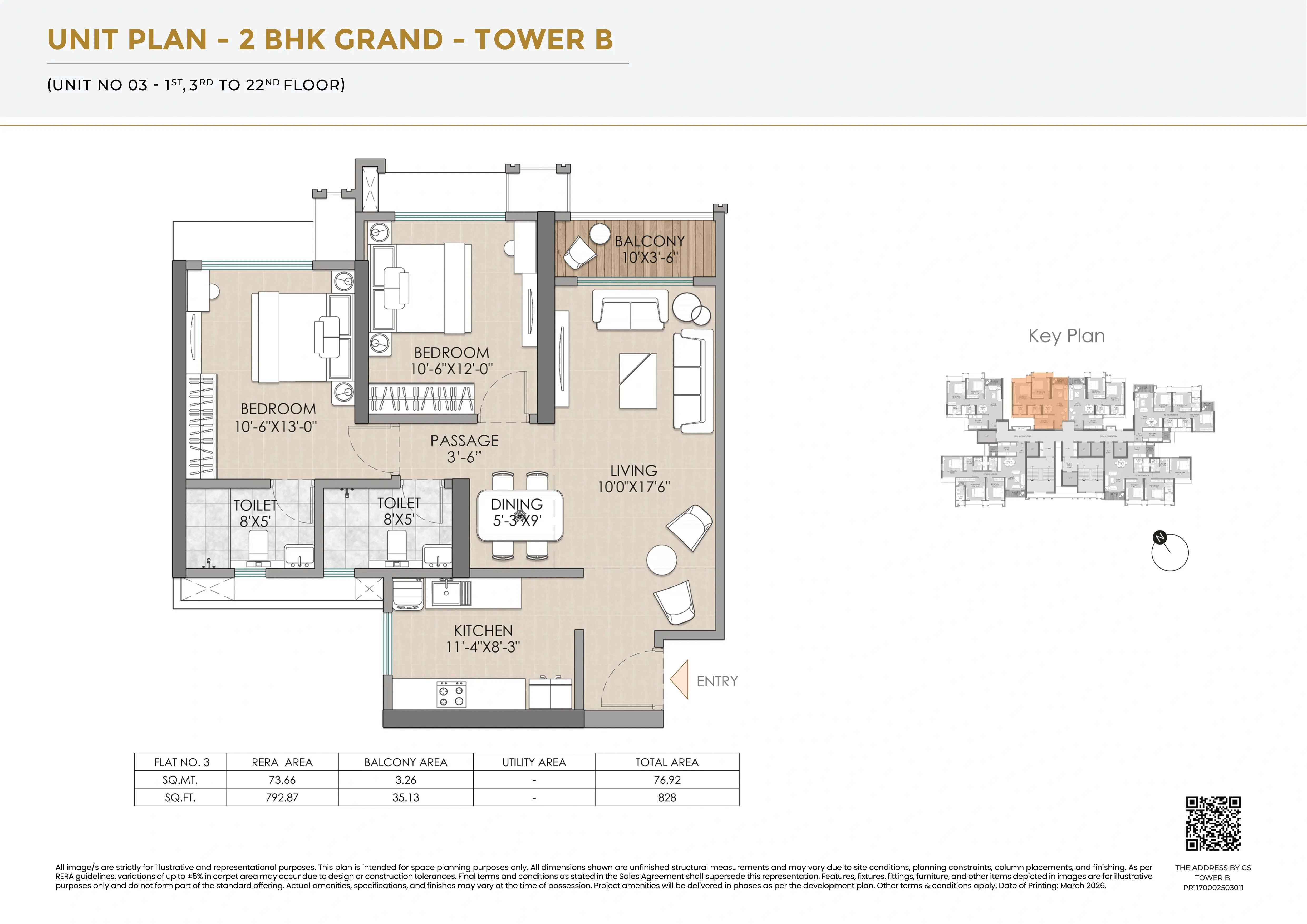 Raymond The Address By GS Sion Unit plan - 828 sq.ft.