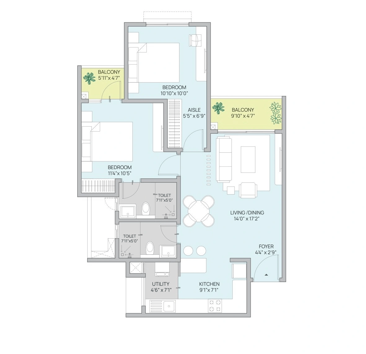 Unit plan - 812 sq.ft.