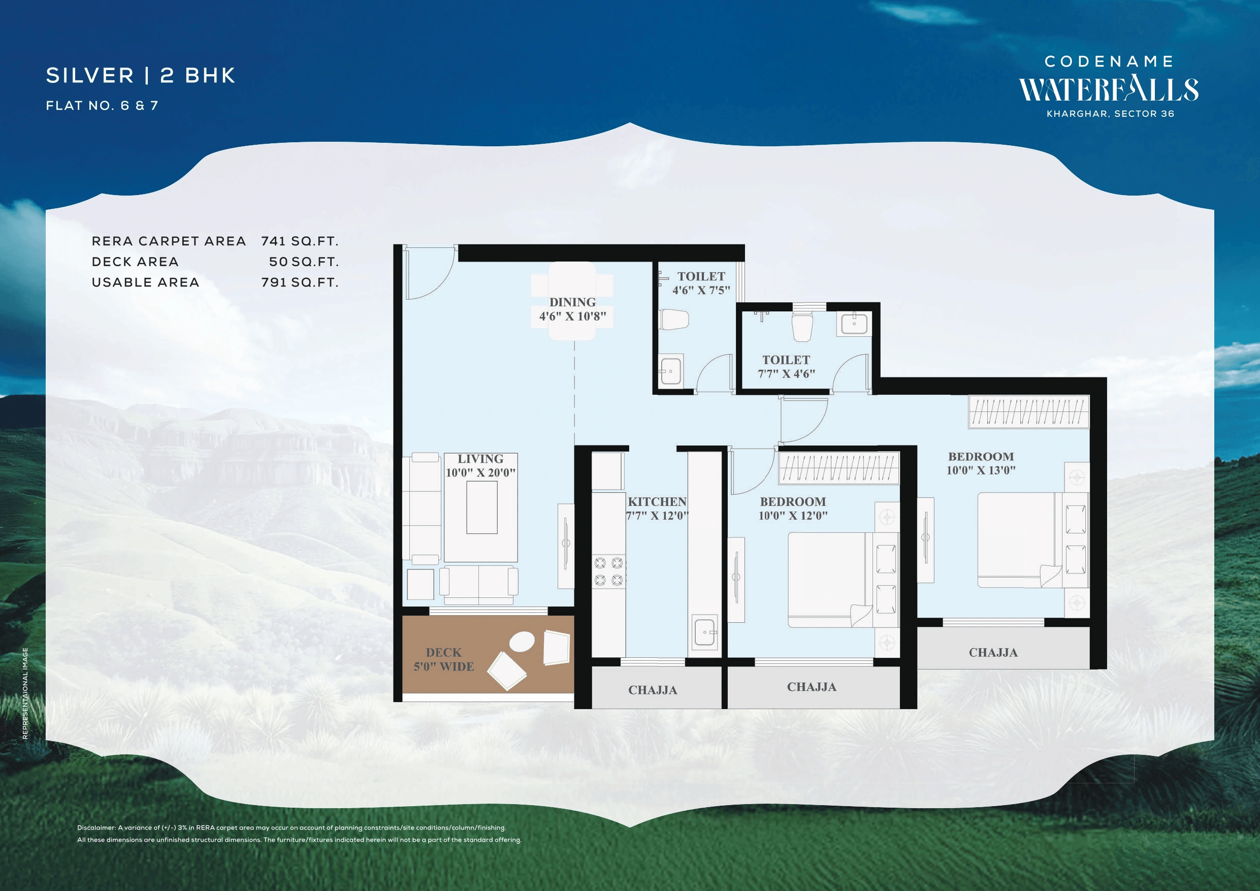 Satyam Waterfalls Unit plan - 791 sq.ft.