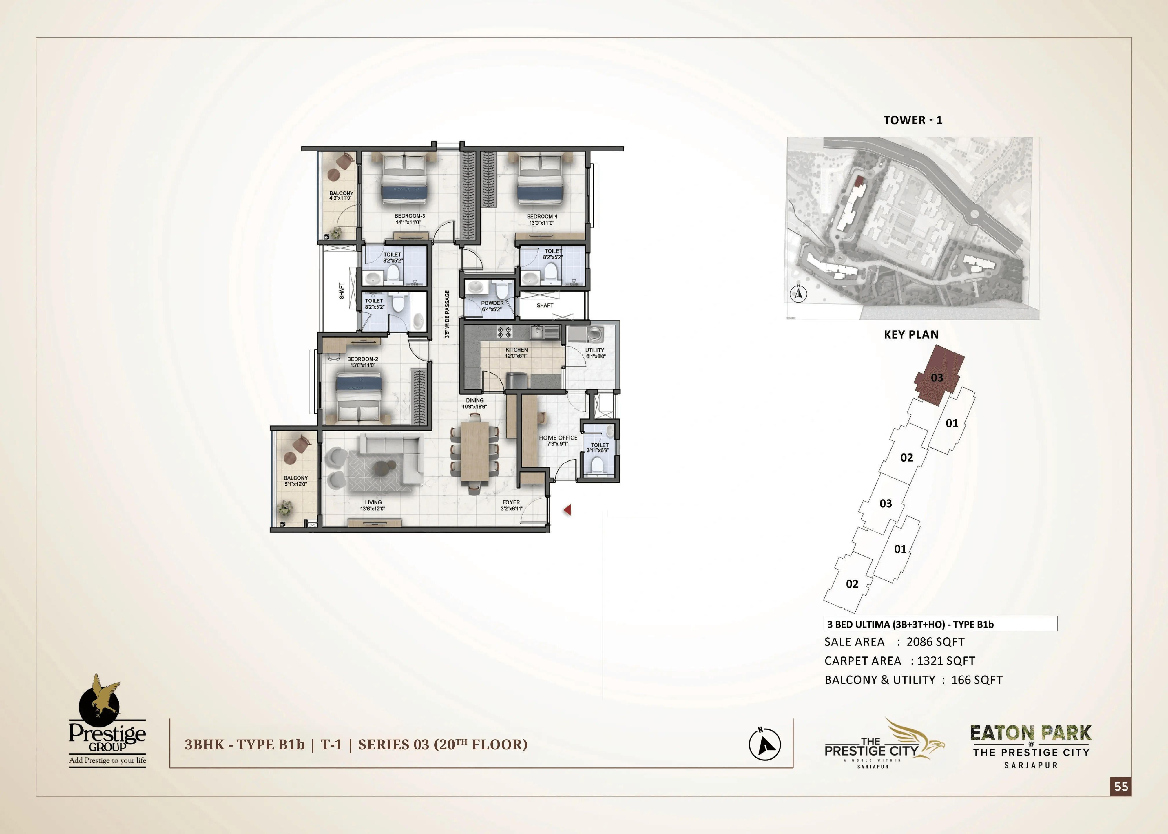 Prestige Eaton Park Unit plan - 1321 sq.ft.