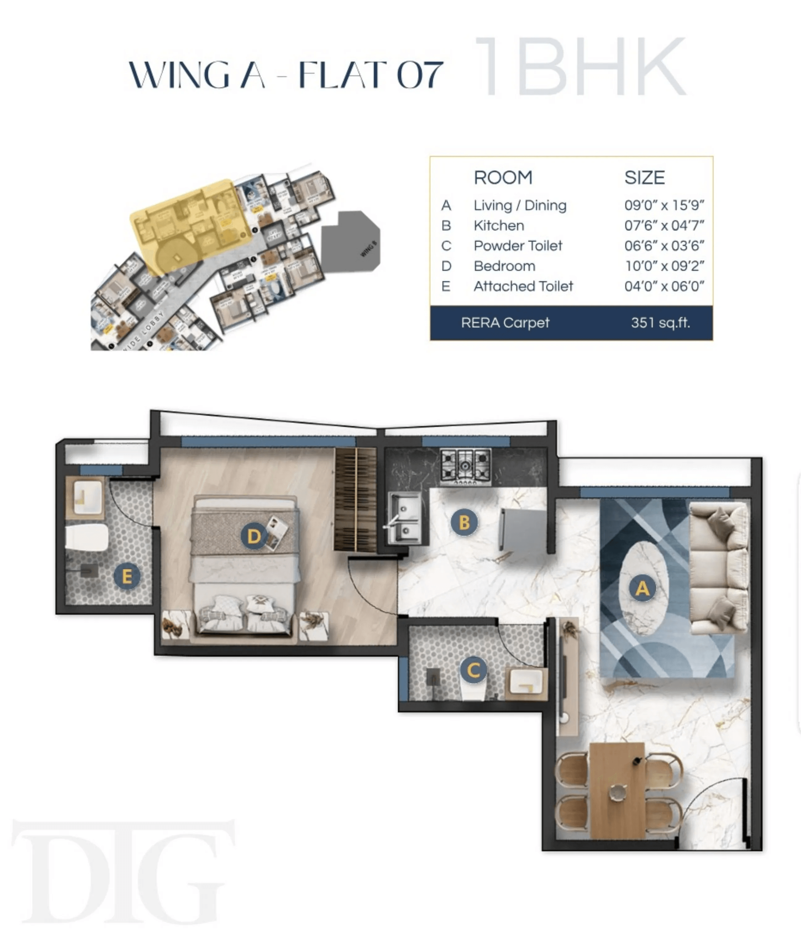 DTG Ashford Unit plan - 351 sq.ft.