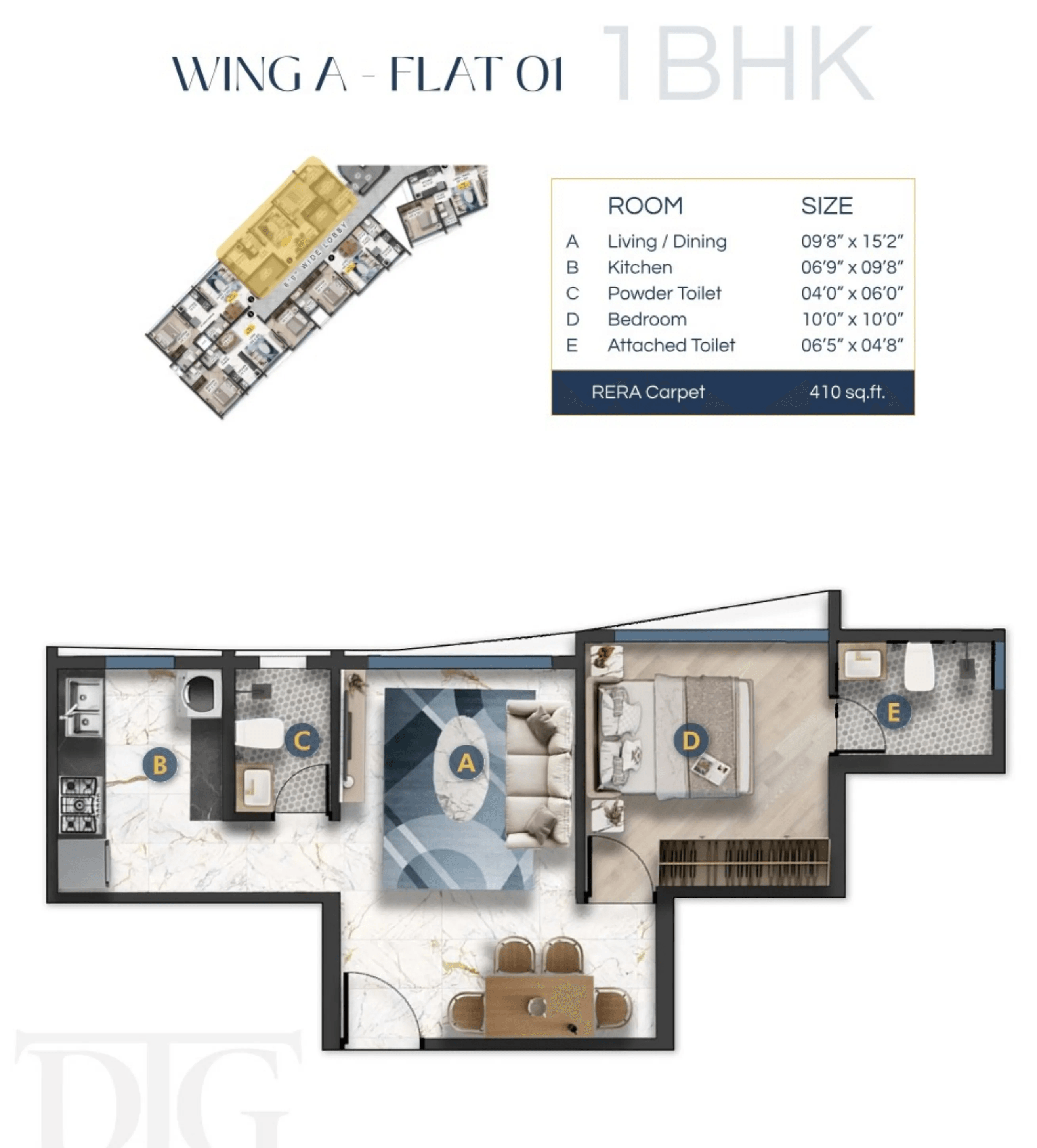 DTG Ashford Unit plan - 410 sq.ft.