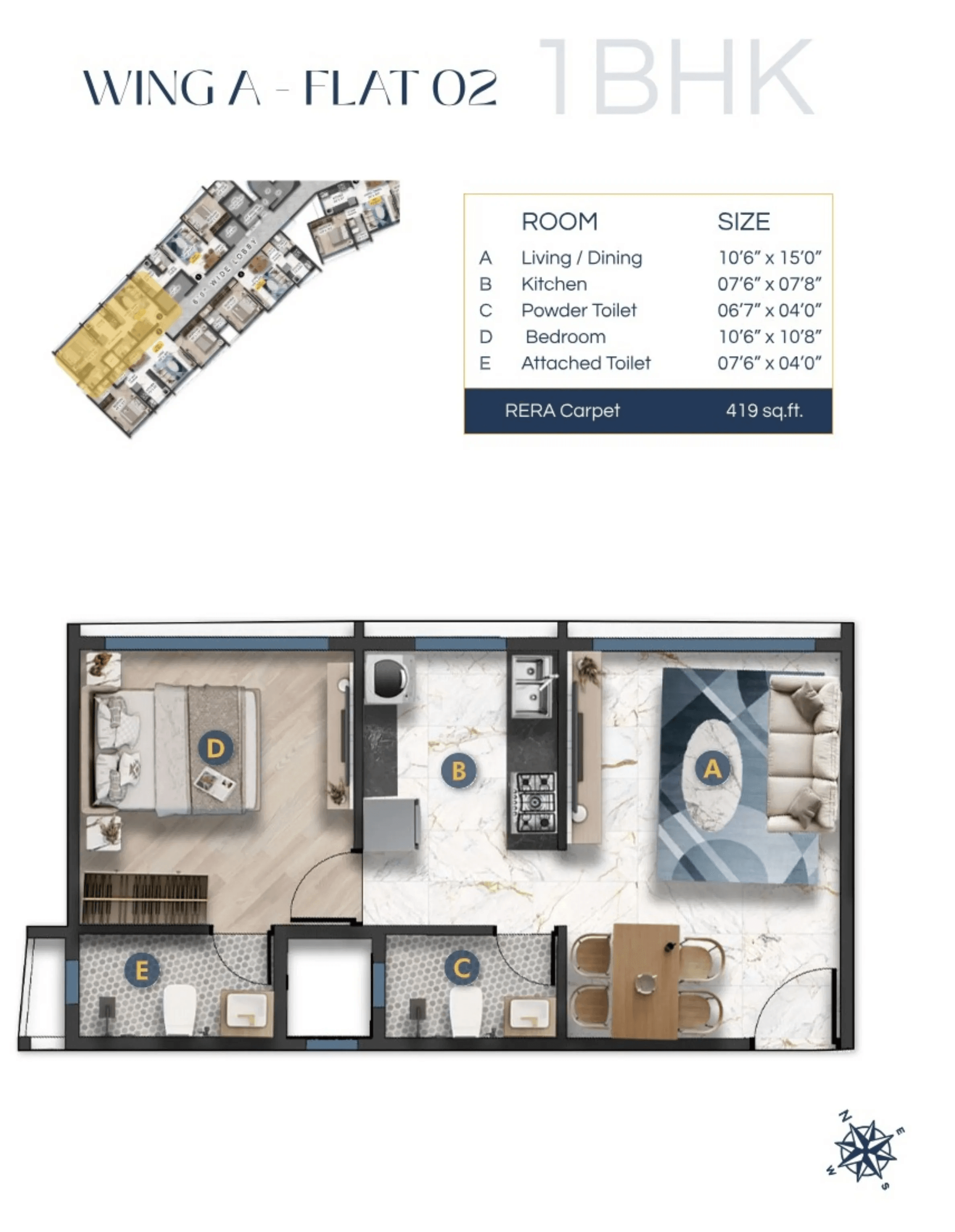 DTG Ashford Unit plan - 419 sq.ft.