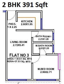 Kripa Elite Mangalam Unit plan - 391 sq.ft.