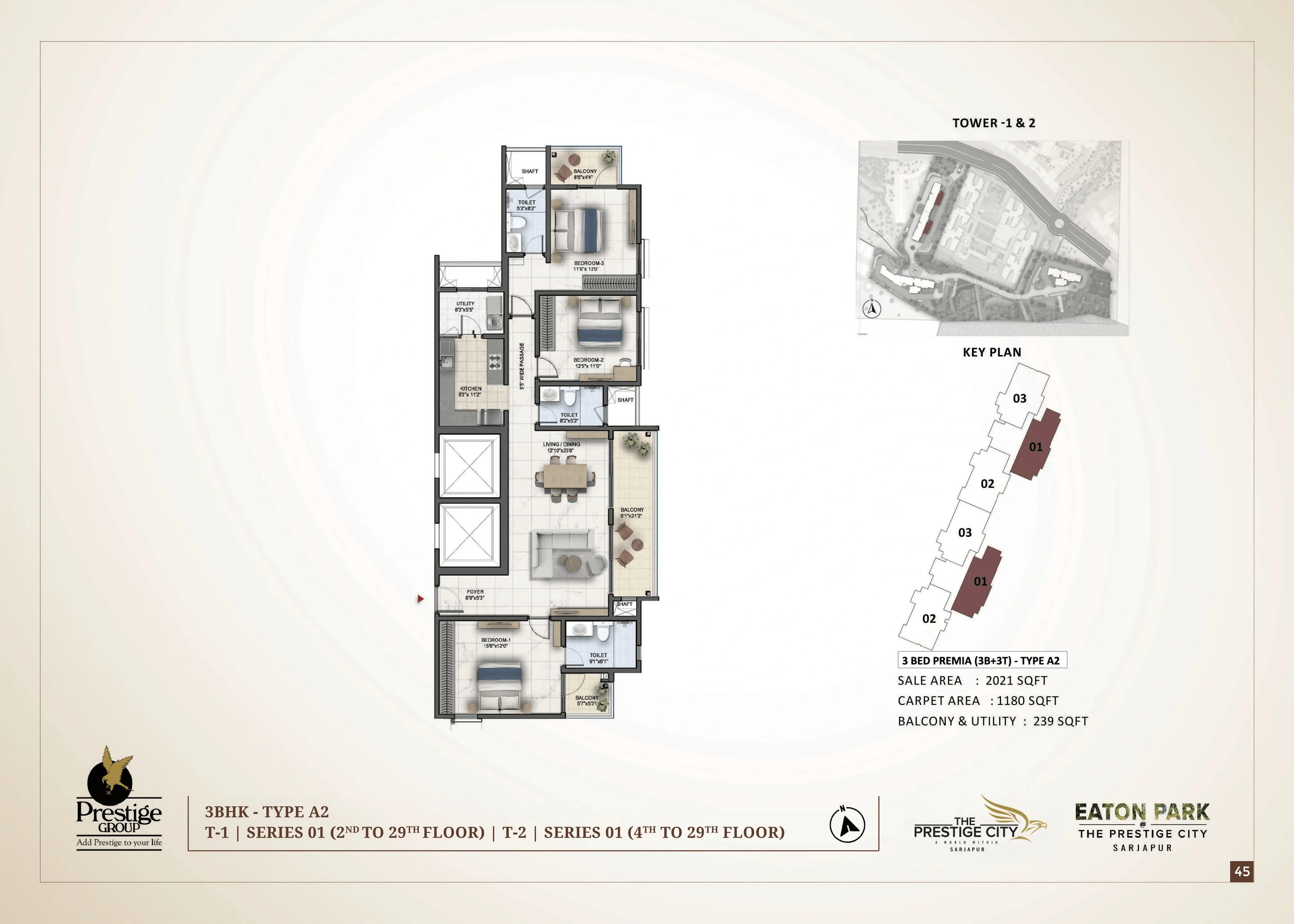 Prestige Ethan Unit plan - 1180 sq.ft.