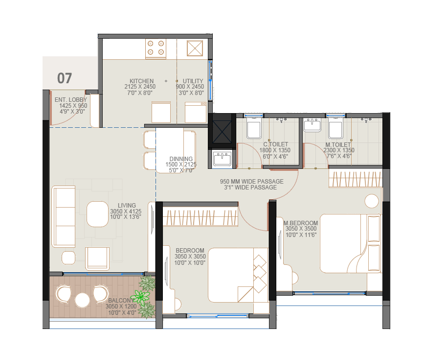 Goyal My Home Sanctuary Unit plan - 638 sq.ft.