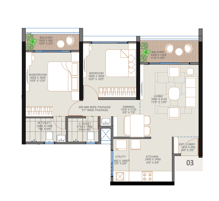 Goyal My Home Sanctuary Unit plan - 704 sq.ft.