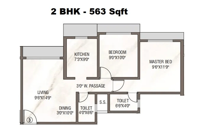 Salasar Aagman Unit plan - 563 sq.ft.