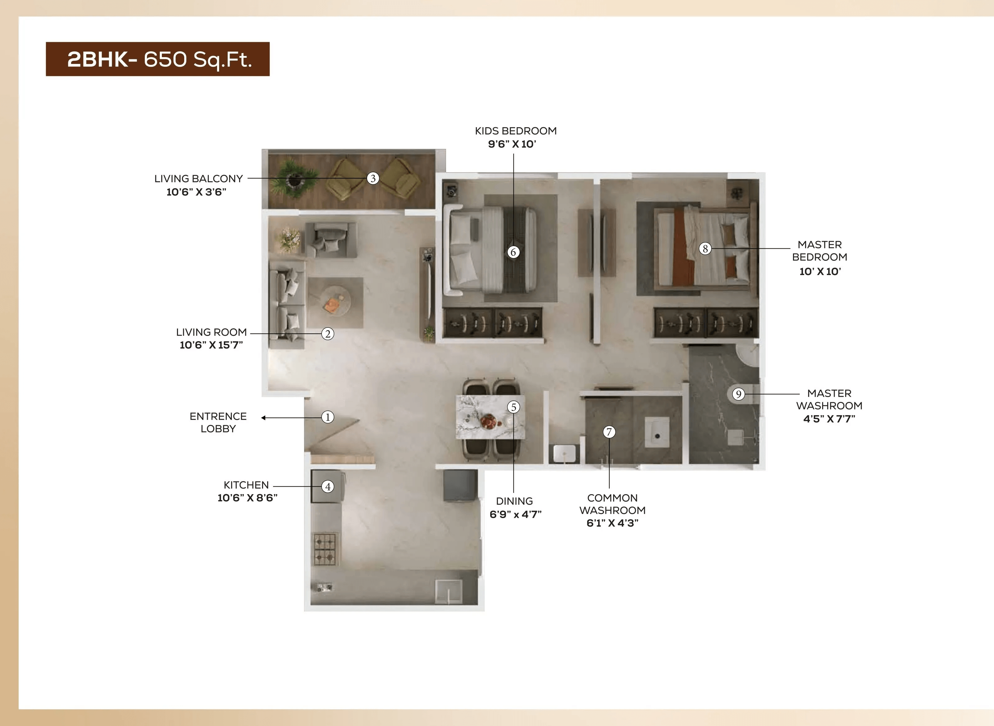 Unit plan - 650 sq.ft.