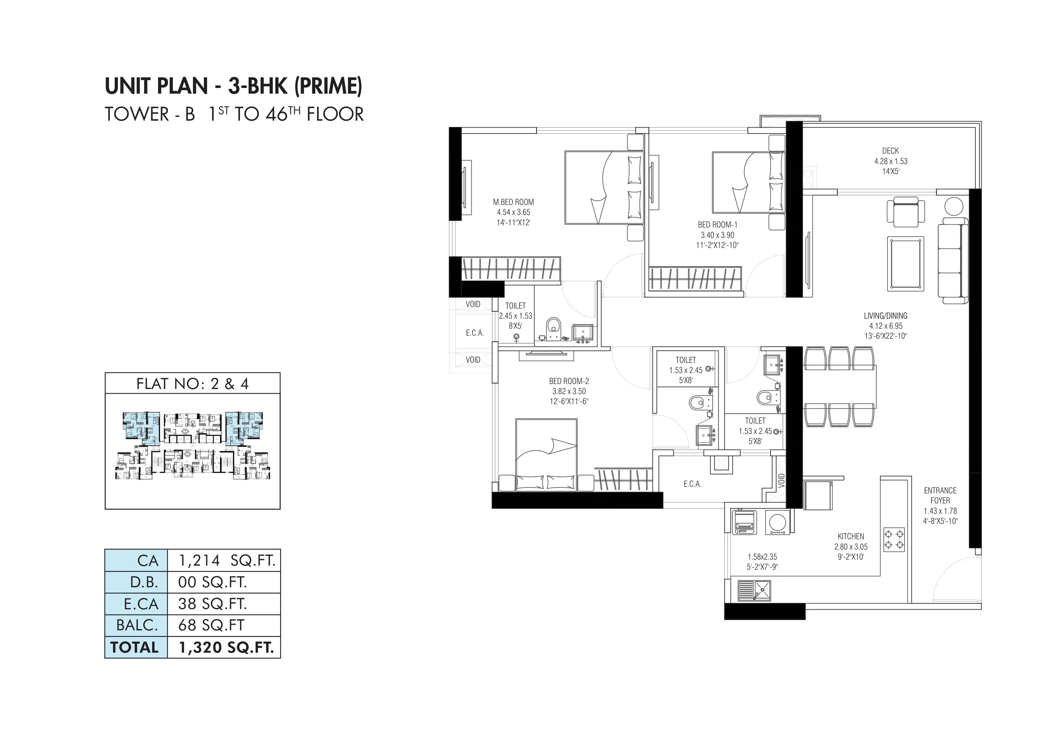 Shapoorji NP 1.2 Unit plan - 1320 sq.ft.