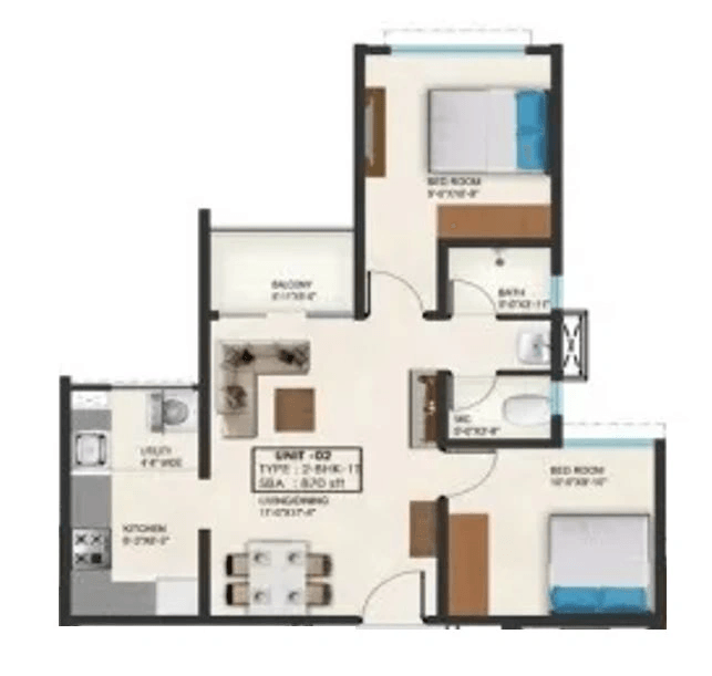 Unit plan - 530 sq.ft.