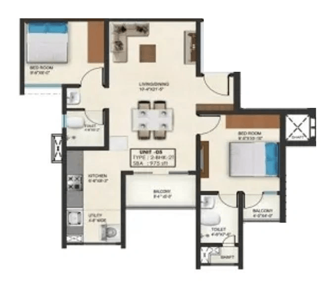 SNN Raj High Gardens Unit plan - 565 sq.ft.
