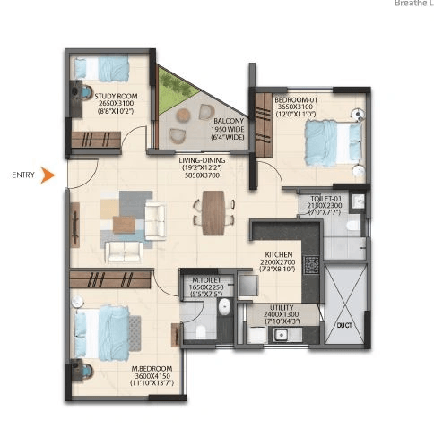 Unit plan - 826 sq.ft.