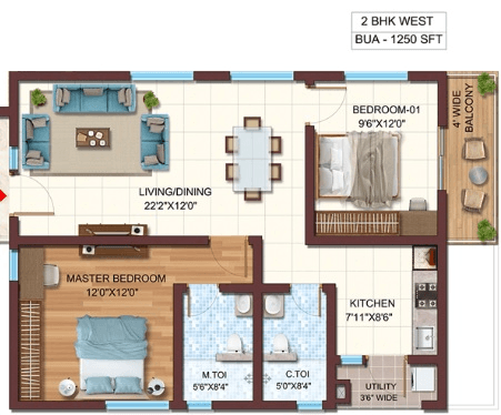 Unit plan - 896 sq.ft.