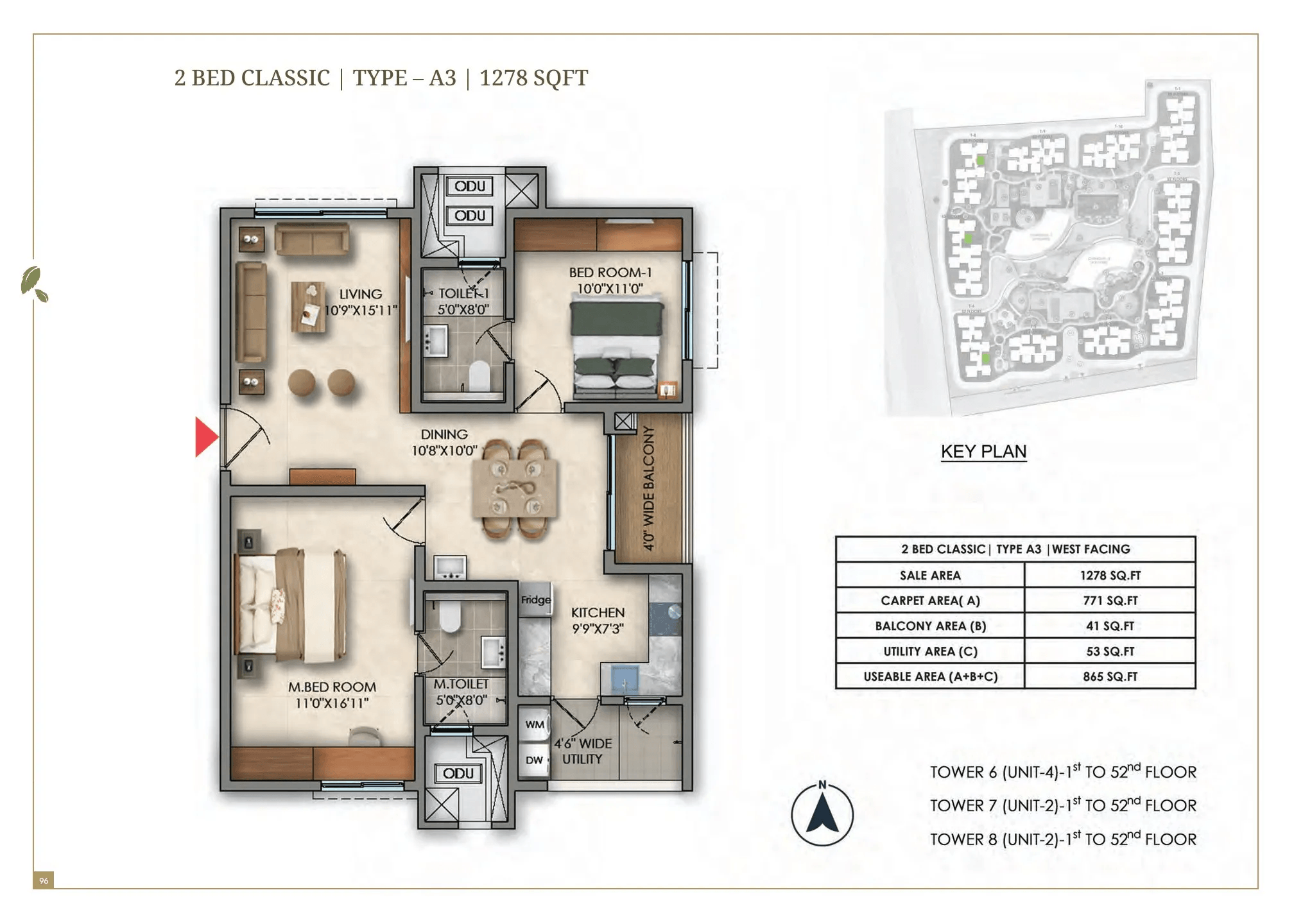 Prestige Golden Grove Unit plan - 771 sq.ft.